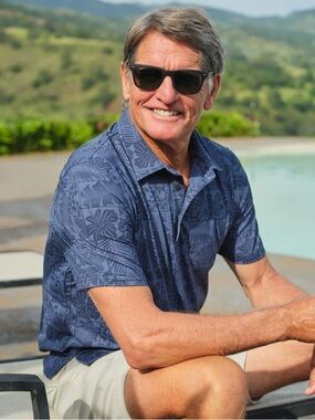 Reyn Spooner Navy Blue Floral Frames Short-Sleeve Performance Polo NWT